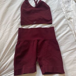 SET Active Women’s Bike Shorts and Crop Top in Burgundy